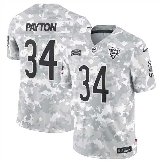 Men%27s Chicago Bears #34 Walter Payton 2024 Arctic Camo Salute To Service Limited Stitched Jersey Dyin